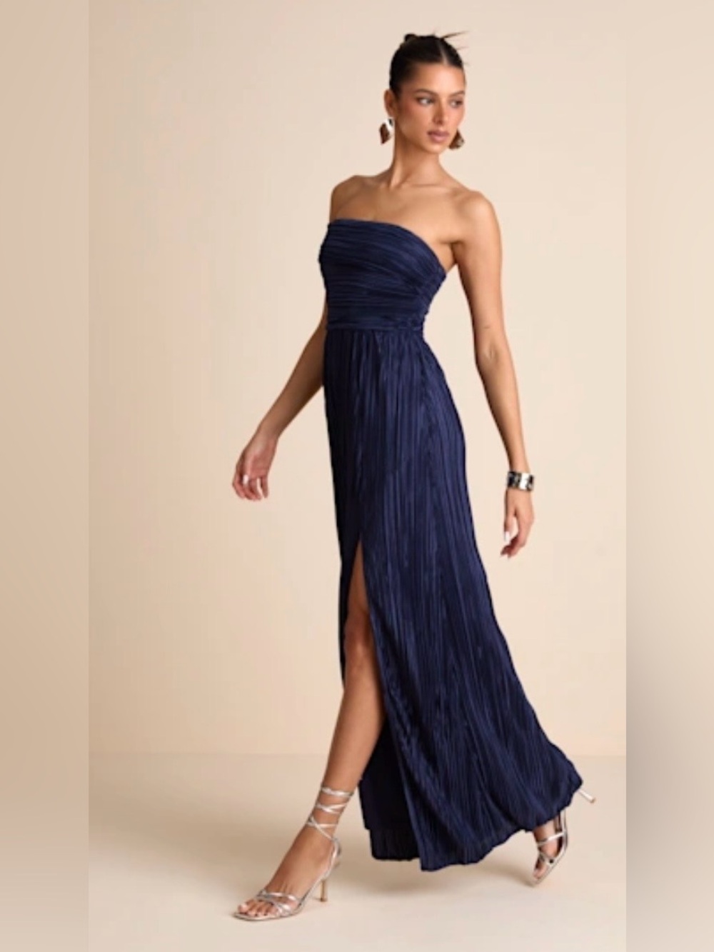 Lulu's Poised Performance Navy One-Shoulder Maxi Dress NWT - Picture 4 of 5